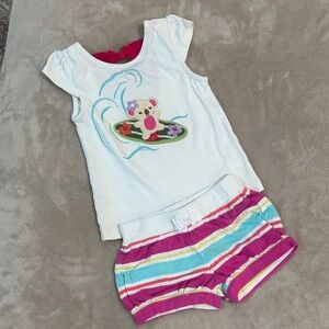 Gymboree Surfing Bear Pajama Set - White and Pink